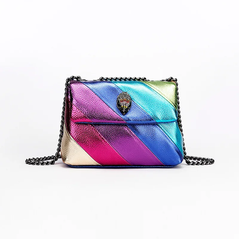 Kurt G London Multi-Coloured Patchwork Crossbody Bags for Women UK Brand Designer Fashion Trend Handbag PU Shoulder Bag