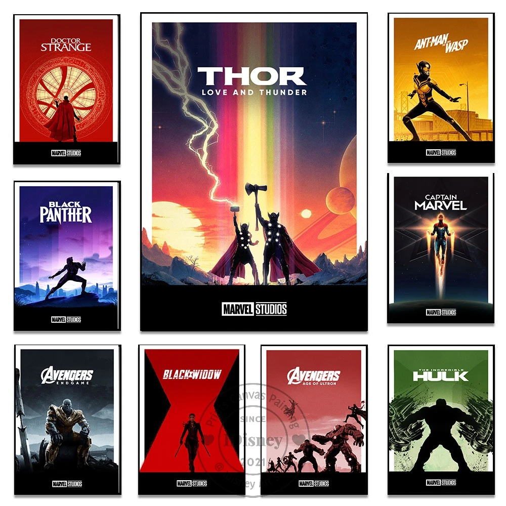 

Disney Marvel Thor Spiderman Avengers Movies Poster Nordic Wall Art Print Canvas Painting Home Decor Picture For Room Decoration