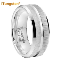 itungsten 6mm 8mm white tungsten ring for men women fashion engagement wedding band sandblasted beveled edges comfort fit