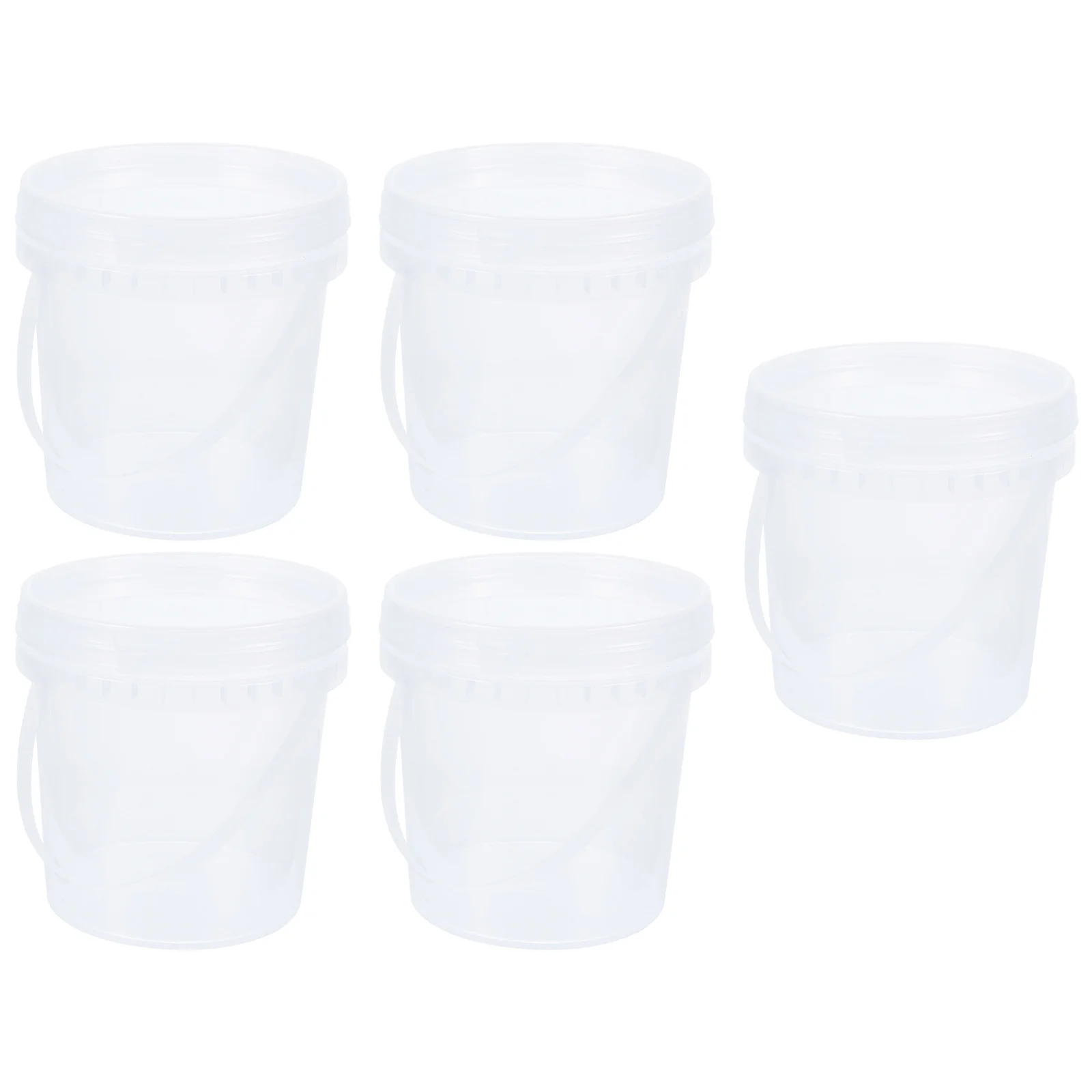 

5pcs Food-grade Ice-cream Storage Bucket Thicken Plastic Bucket Transparent Refrigerator Bucket