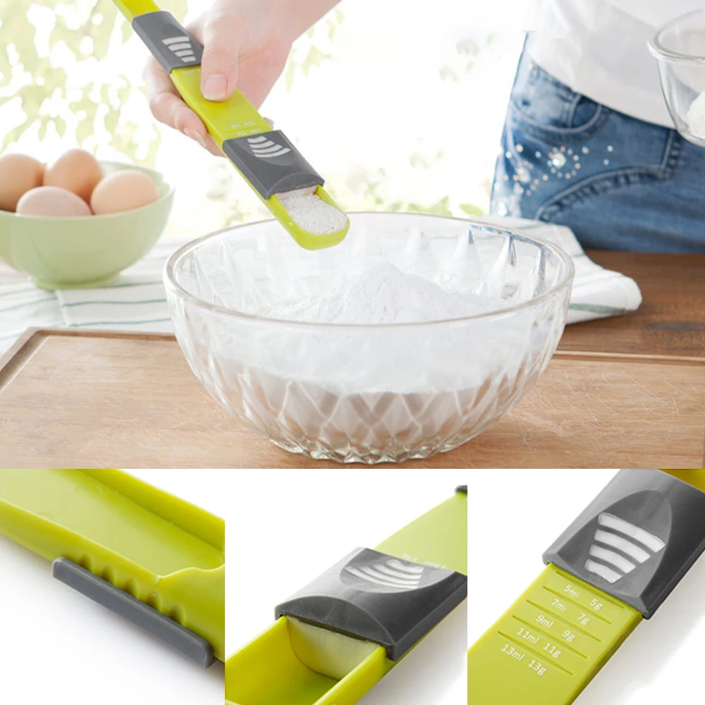 

Adjustable Measuring Spoon with Clear Scale Double End Nine Stalls For Salt Soup Coffee Tea Powder Kitchen Gadgets