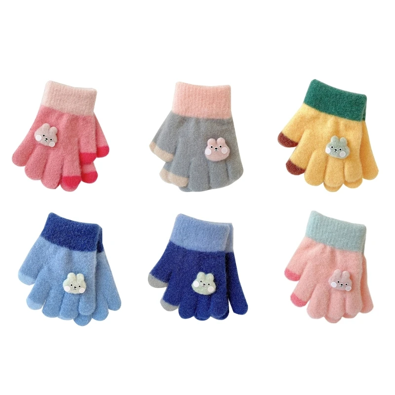 

1 Pair Toddler Mittens Kids Knitted Gloves Baby Winter Mittens Thickened Color Warm Gloves for 0~3 Years Old Baby GXMB