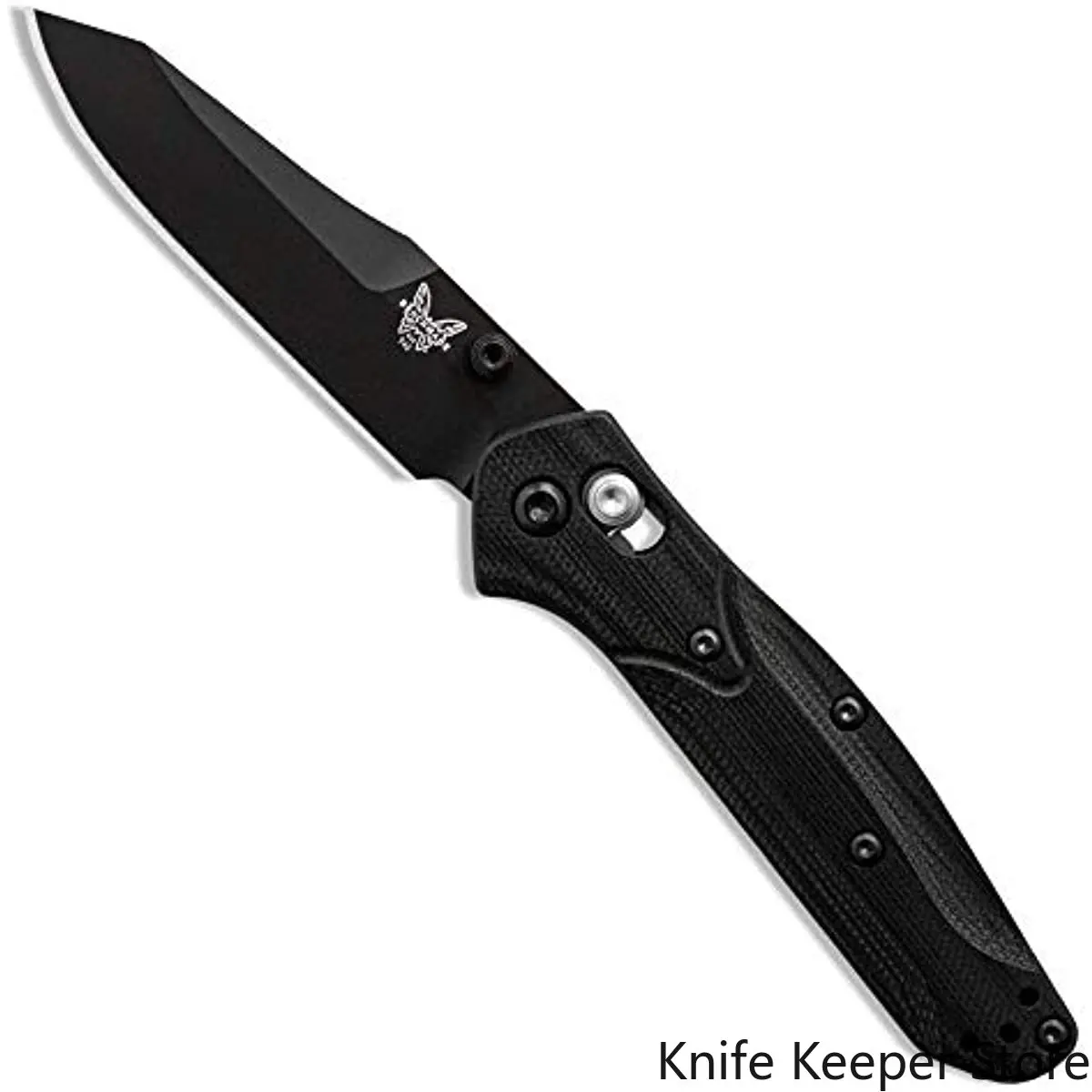 Benchmade - 945BK-1 mini Osborne Knife, Reverse Tanto Blade, Plain Edge, Black/Blue Baselayer G10 Handle