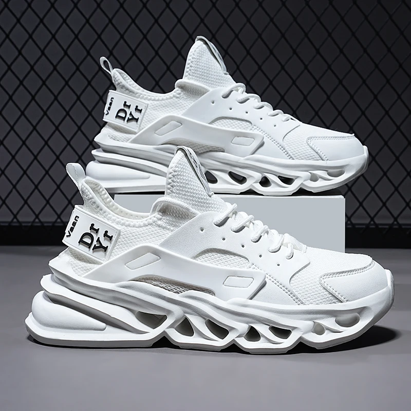 

Running shoes men's lightweight casual mesh breathable fluorescent green comfortable jogging summer large size white sneakers