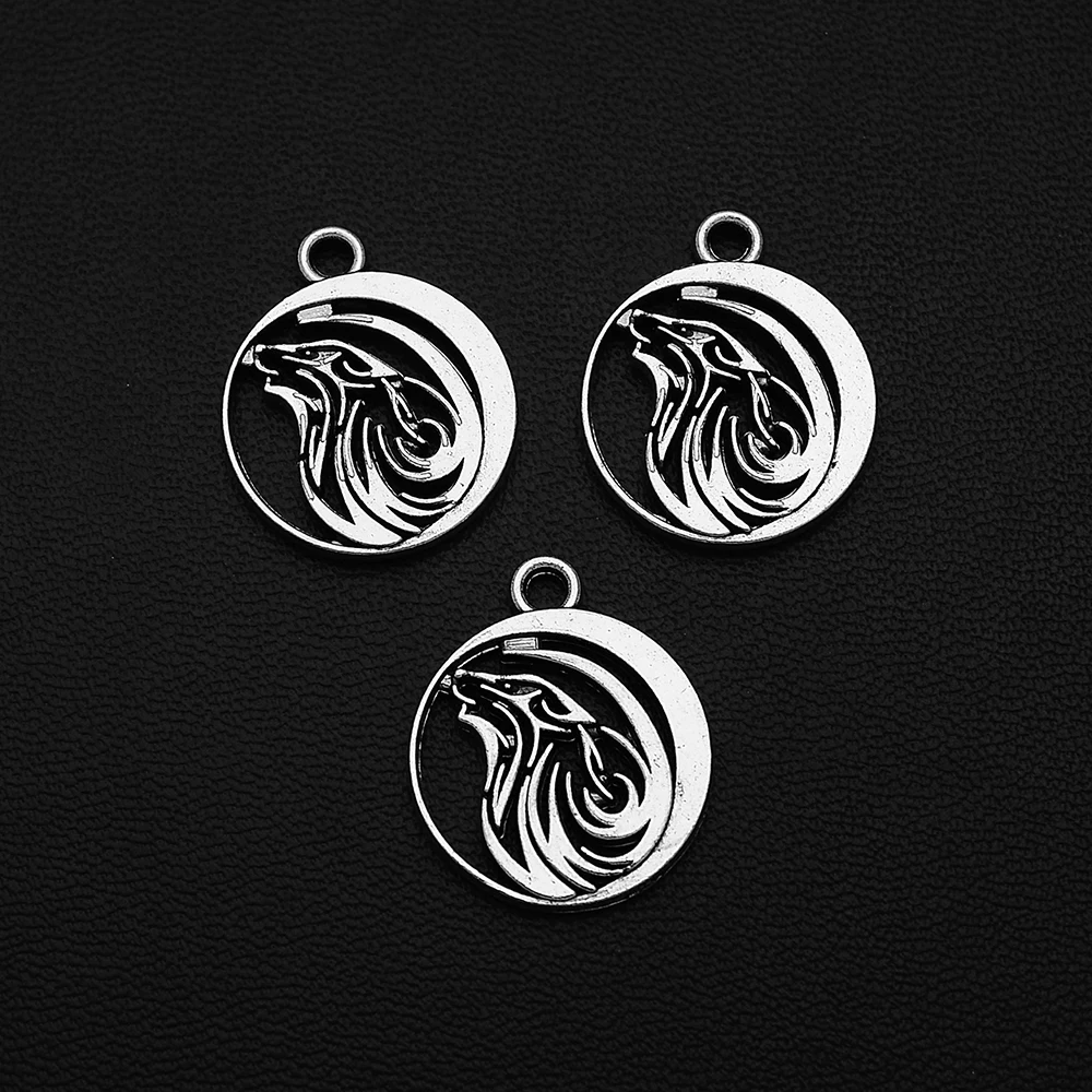 

10pcs/Lots 17x20mm Antique Silver Plated Wolf Head Charms Round Hollow Animals Pendants For Jewelry Making Wholesale Bulk Items