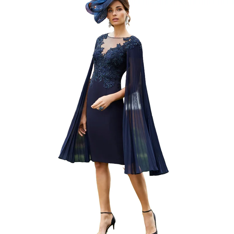 

Женское платье до колен, облегающее платье для матери невесты на одно плечо, Драпированное вечернее свадебное платье