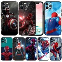 marvel avengers spiderman for apple iphone 13 12 mini 11 xs pro max x xr 8 7 6 plus se 2020 5 funda capa black soft phone case