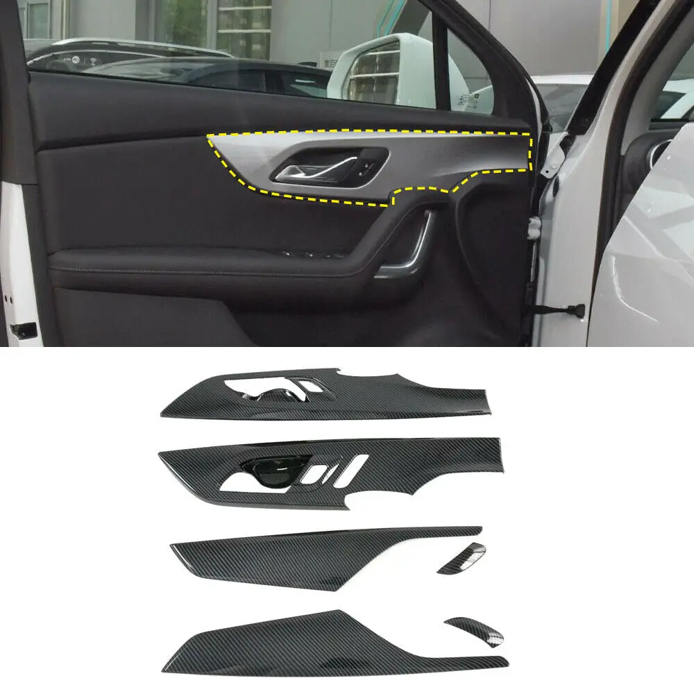 

6* LHD Carbon Fiber Look Inner Door Handle Bowl Cover For Chevrolet Blazer 19-21