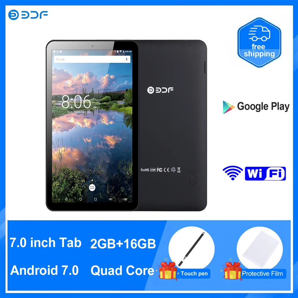 Новый детский планшет 7 дюймов четырехъядерный Android 2 ГБ/16 ГБ Google Play WiFi Bluetooth