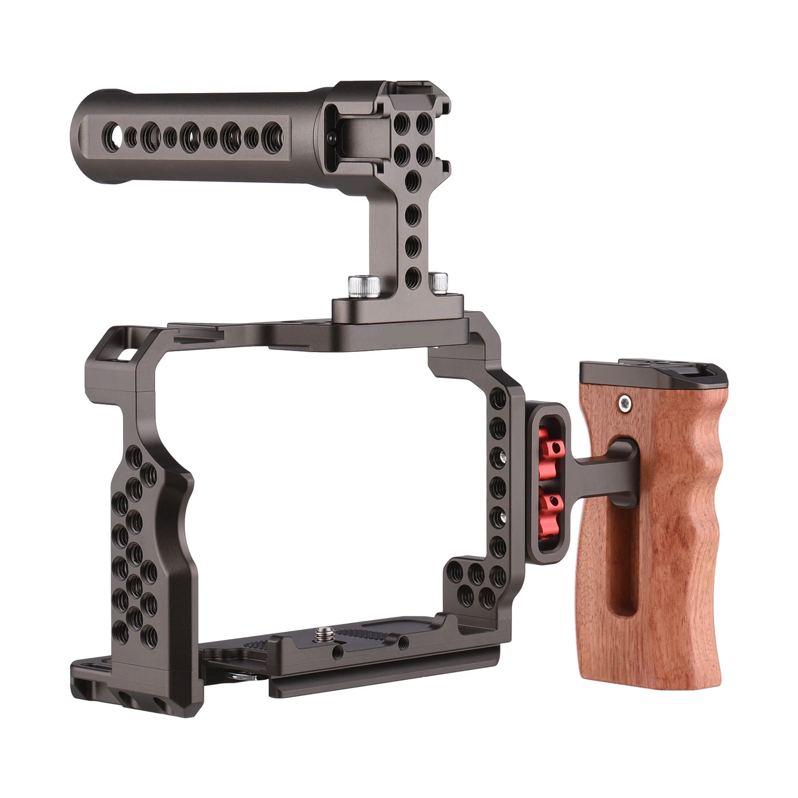 Набор PULUZ Aluminum Camera Cage Kit с верхней ручкой Video Rig и заменой деревянного рукоятки для Sony A7R III / A7 II / A7III.