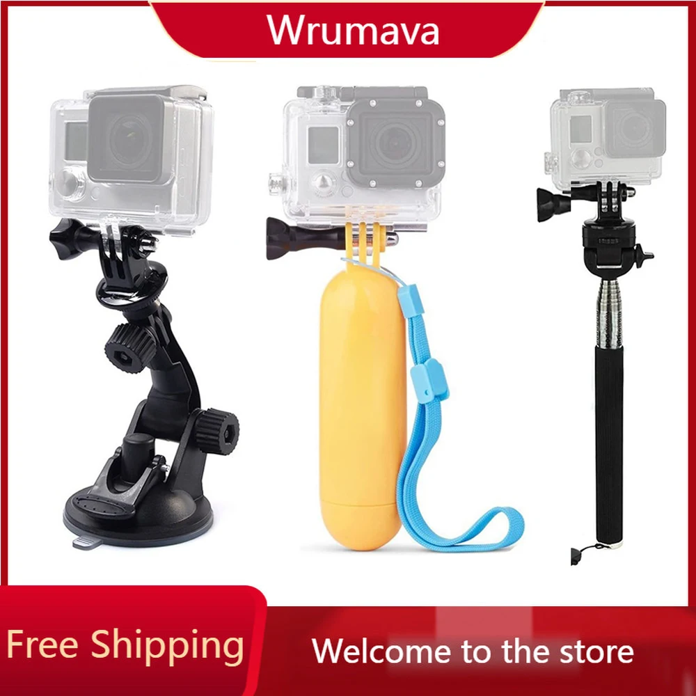 for Go Pro Accessories Yellow Floating Grip Monopod Handle Tripod For Gopro Hero 10 9 8 7 6 5 4+3 for Xiaomi for Yi 4k for eken