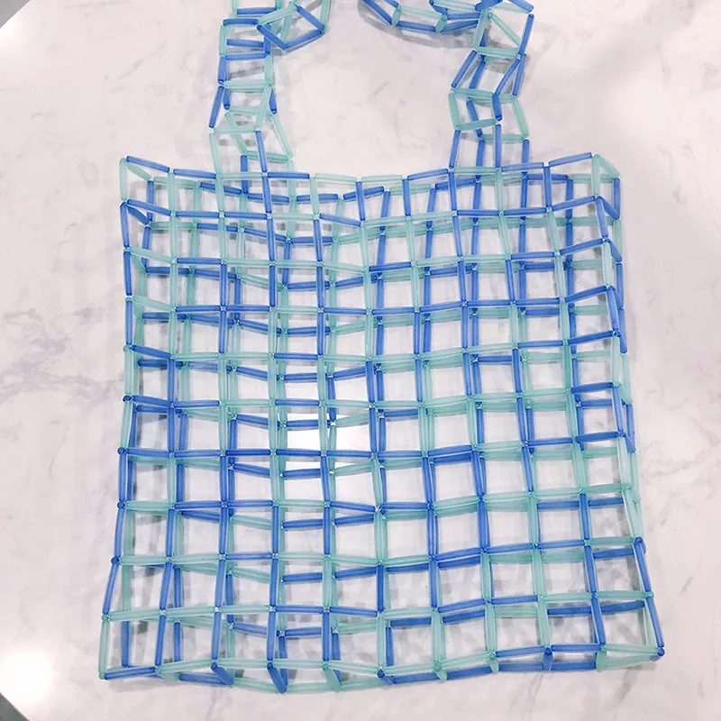 

New Trend Casual Acrylic Fashionable Long Tube Frosted Mixed Color Hollow Hand-held One-shoulder Daily Women's Bag 2022 Hot