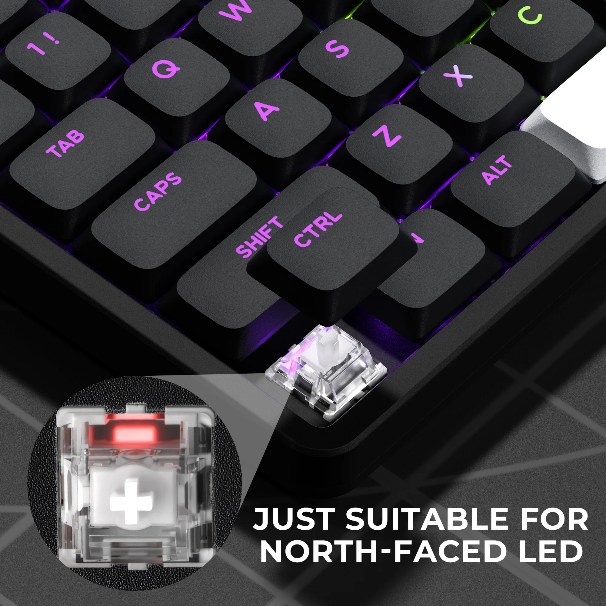 Фото Низкопрофильные кейкапы Shine Through Skyline R2 Double-Shot PBT, совместимые с ASIN US, черно-белые, 127 клавиш №2