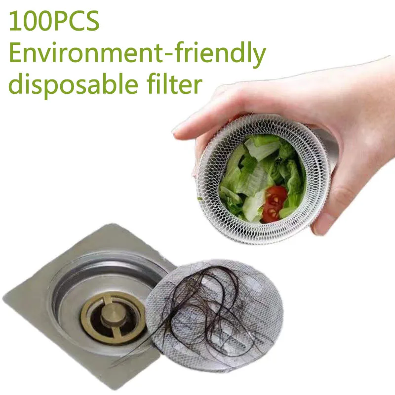 

100Pcs Disposable Kitchen Sink Filter Mesh Bathroom Necessaries Kitchen Accessoriy Shower Hair Storage Garbage Net Anti-Blocking