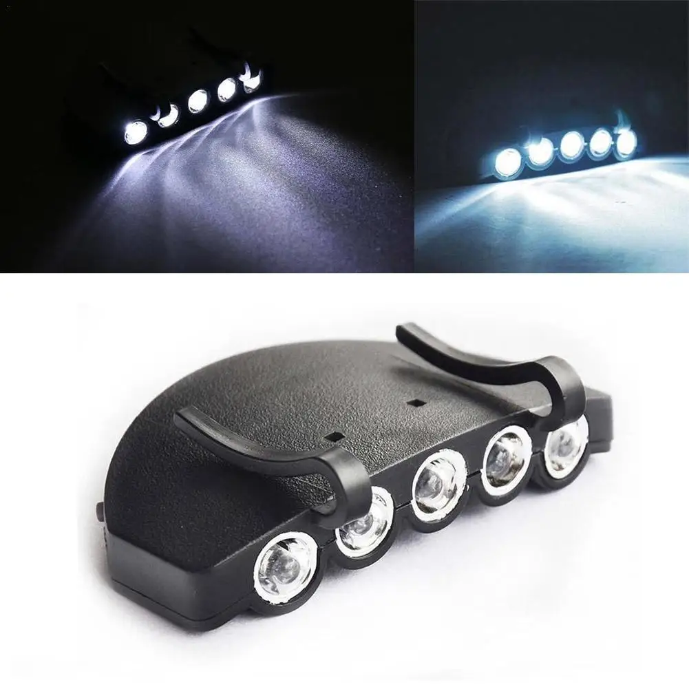

Super Bright Night Fishing 5-LED Light Headlight Headlamp Head Flashlight Head Hat Clip On Light Fishing Head Lamp Lightweig