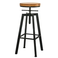 Nordic Iron Art Bar Stool Industrial Wind Rotating Bar Stool Home Lifting Bar Stool Solid Wood High Chair Backrest Stool