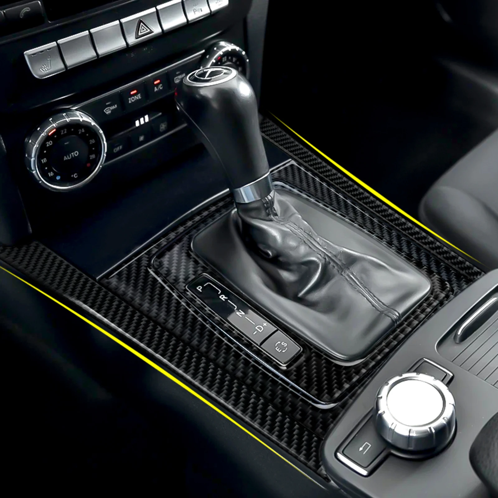 Фото Для Mercedes-Benz C-Class W204 S204 C204 боковые декоративные полосы на центральной консоли автомобиля, аксессуары для внутренней наклейки из углеродного волокна №4