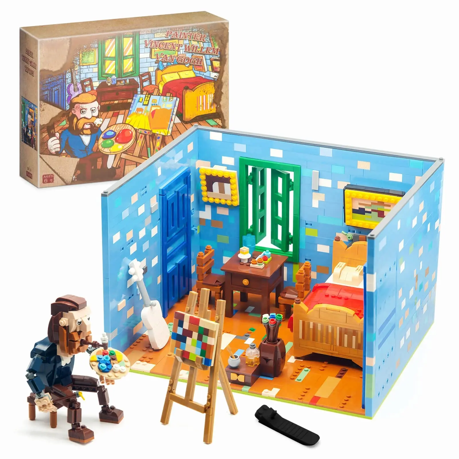

Beethoven Van Gogh Building Blocks, Art Painting Starry Night Bricks, Moc Home Education World Celebrities Toy Gift