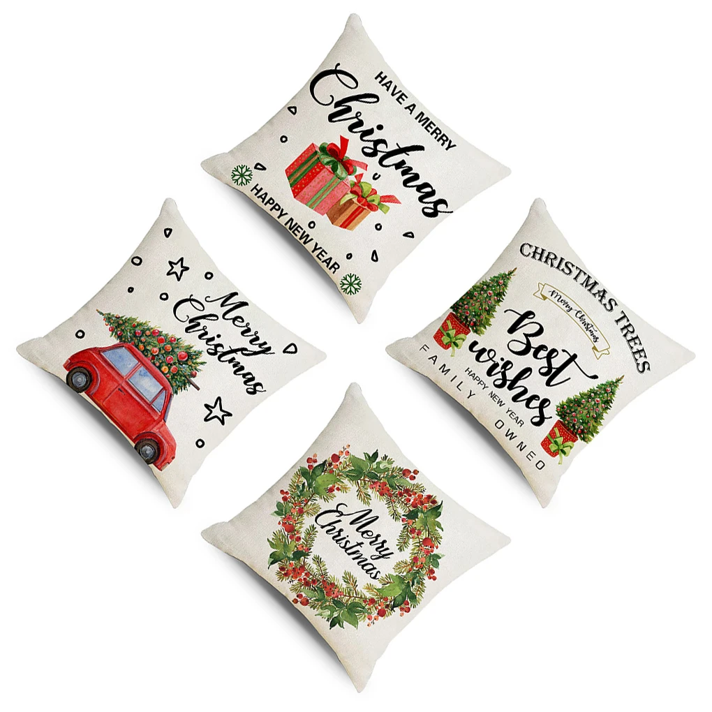 

Рождественская наволочка для подушки, чехол для нового года, Защитные чехлы для спальни, офиса, дивана, кровати, 4 шт./компл.