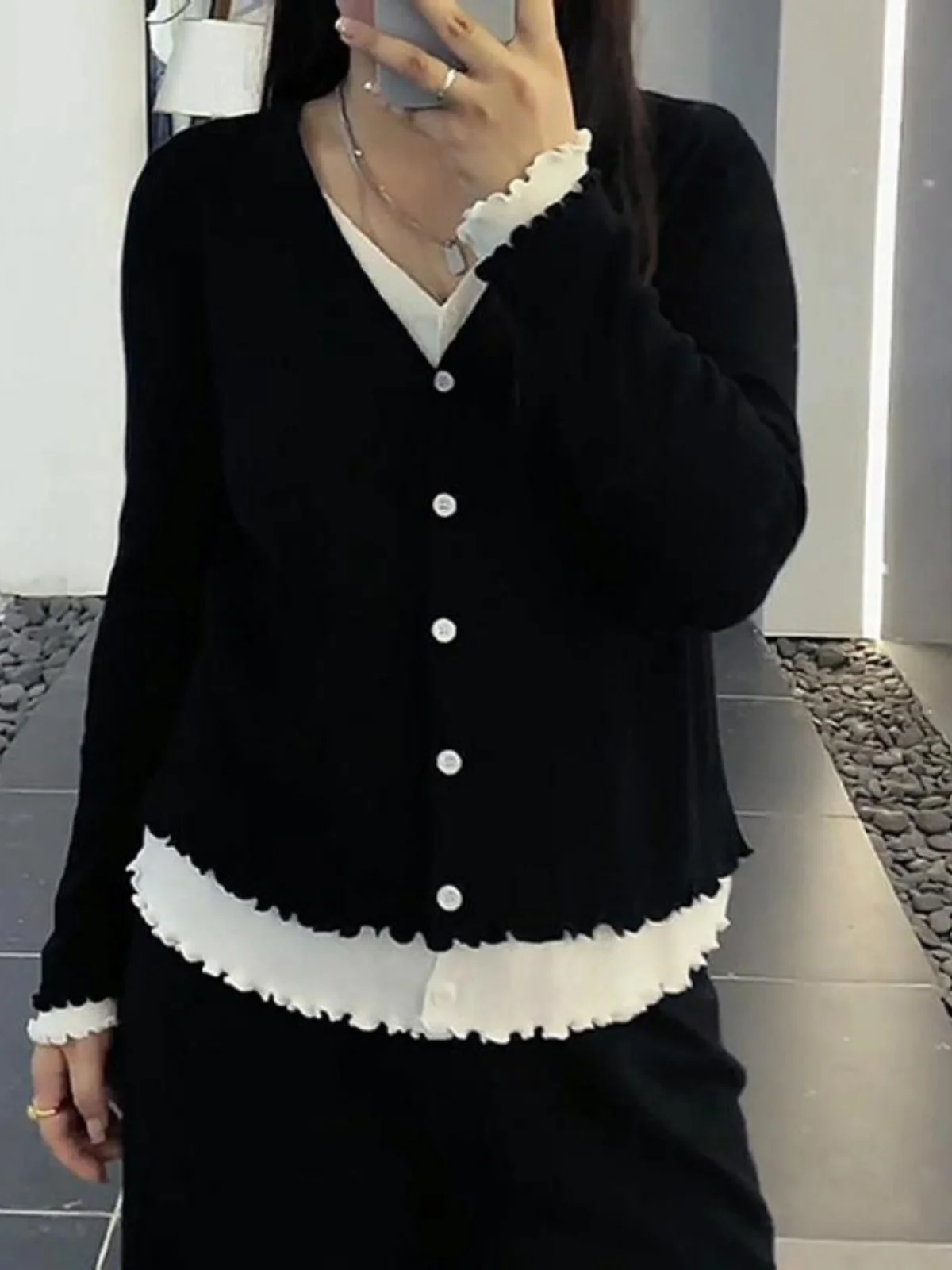 Поддельная двухсекционная нижняя рубашка больших размеров модный вязаный