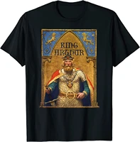 vintage king arthur tshirt sir lancelot excalibur sword t shirt high quality cotton breathable top loose casual t shirt s 3xl