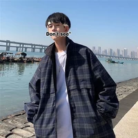 mens clothing jacket plaid coat loose casual lovers fashion spring and autumn tidal current streetwear college the new listing