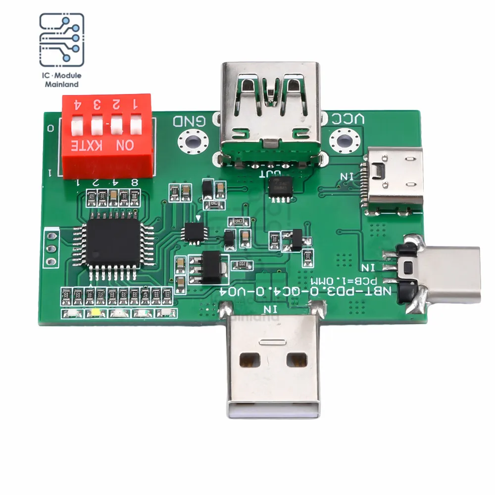 

PD/QC3.0 2.0/PPS Deception Fast Charge Trigger Module Aging Board Test Board Adjustable Dial Code USB Type-C 5V9V12V15V20V