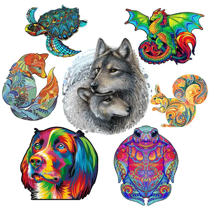 

300 PCS Wooden Animal Puzzles Jigsaw For Adults Kids Mysterious chameleon Puzzle Holiday Gift Interactive Games Toy Wood Jigsaw