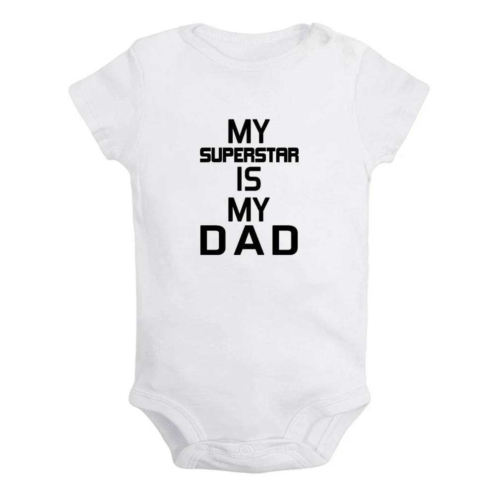 

Новый Забавный детский комбидресс с рисунком My Superstar Is My Dad, милые комбинезоны для мальчиков и девочек, комбинезон с короткими рукавами, мягк...