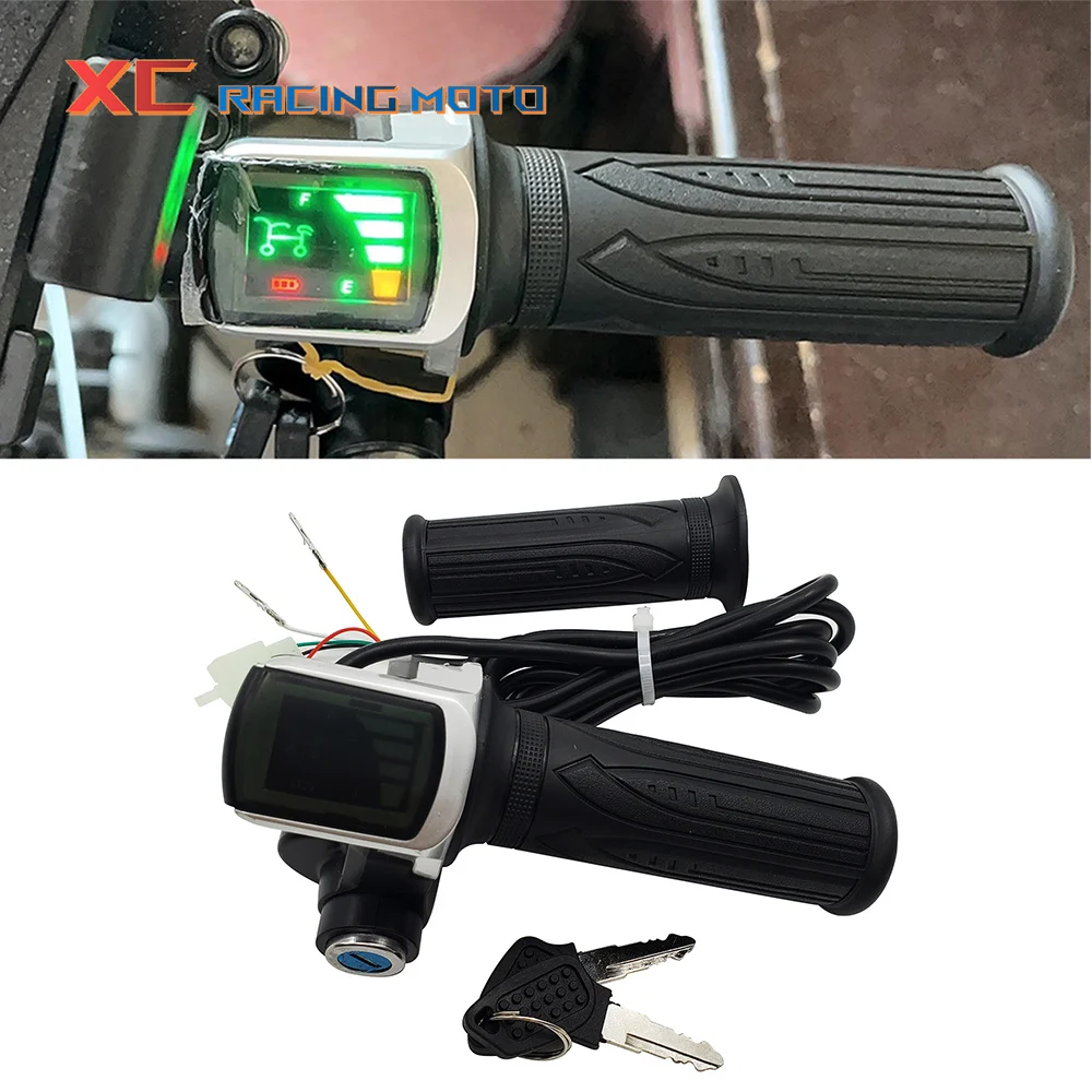 

60V Electric Scooter LED Throttle Grip With Key Lock Motorcycle Scooter Hand Grip Bike Power Indicator Universal Accessories