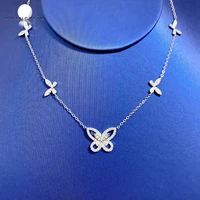 2022 925 sterling silver butterfly necklace openwork five flower butterfly necklace crystal clavicle chain luxury noble jewelry