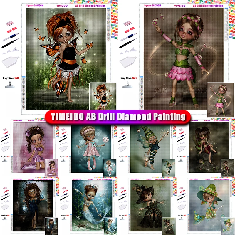

Алмазная живопись YIMEIDO AB на Хэллоуин, девушка, сделай сам, 5D мультяшная сумка на молнии, алмазная вышивка, мозаика, искусство, картина, Набор д...