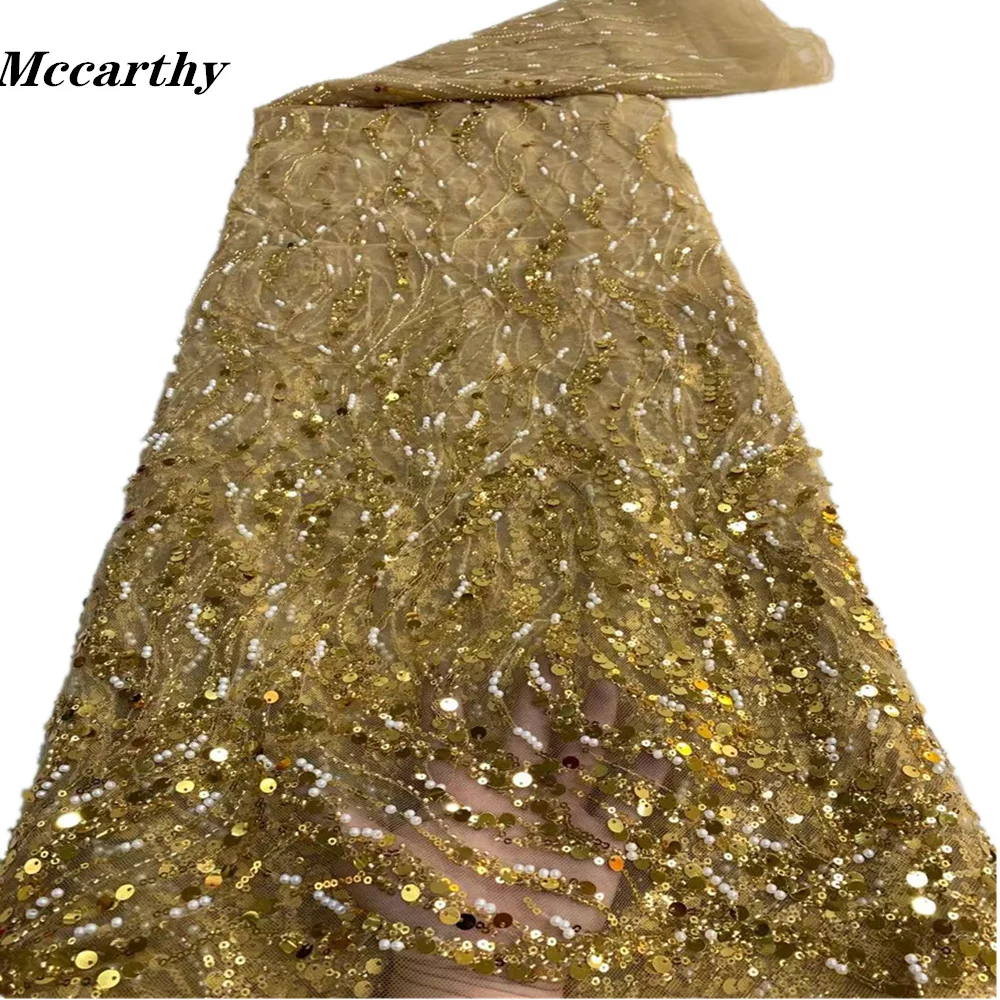 

Mccarthy новый дизайн, кружевная ткань из бисера, роскошные бусины ручной работы, кружевная вышивка, французский нигерийский тюль, кружевная тк...