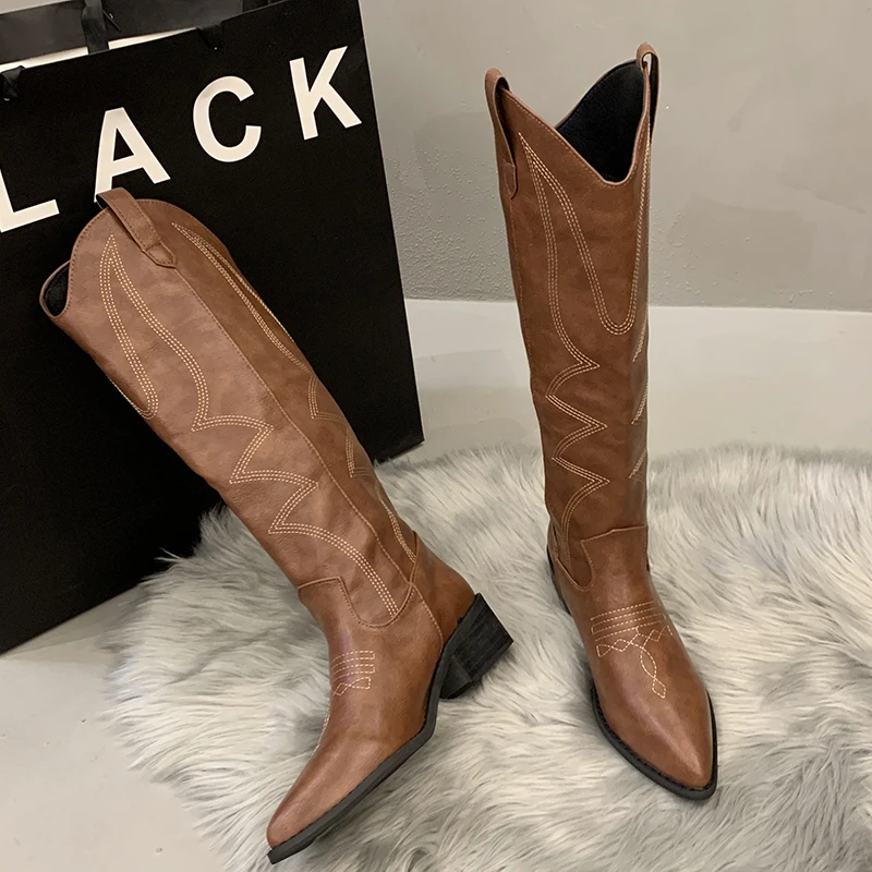 Ботинки женские кожаные в рыцарском стиле с вышивкой размер 35 - 43 цвет