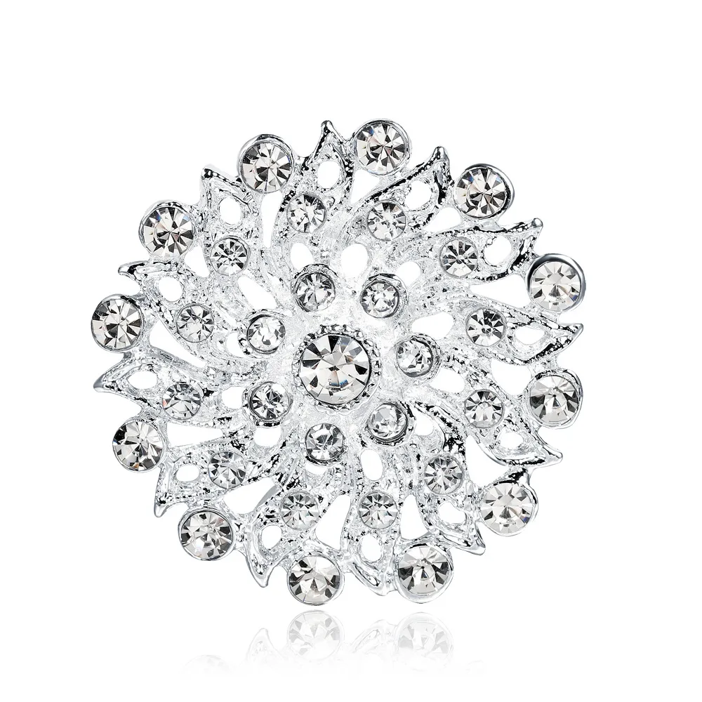

TULX Crystal Flower Brooches for Wedding Bridal Party Jewelry Rhinestone Wedding Bouquets Lapel Pins Badge