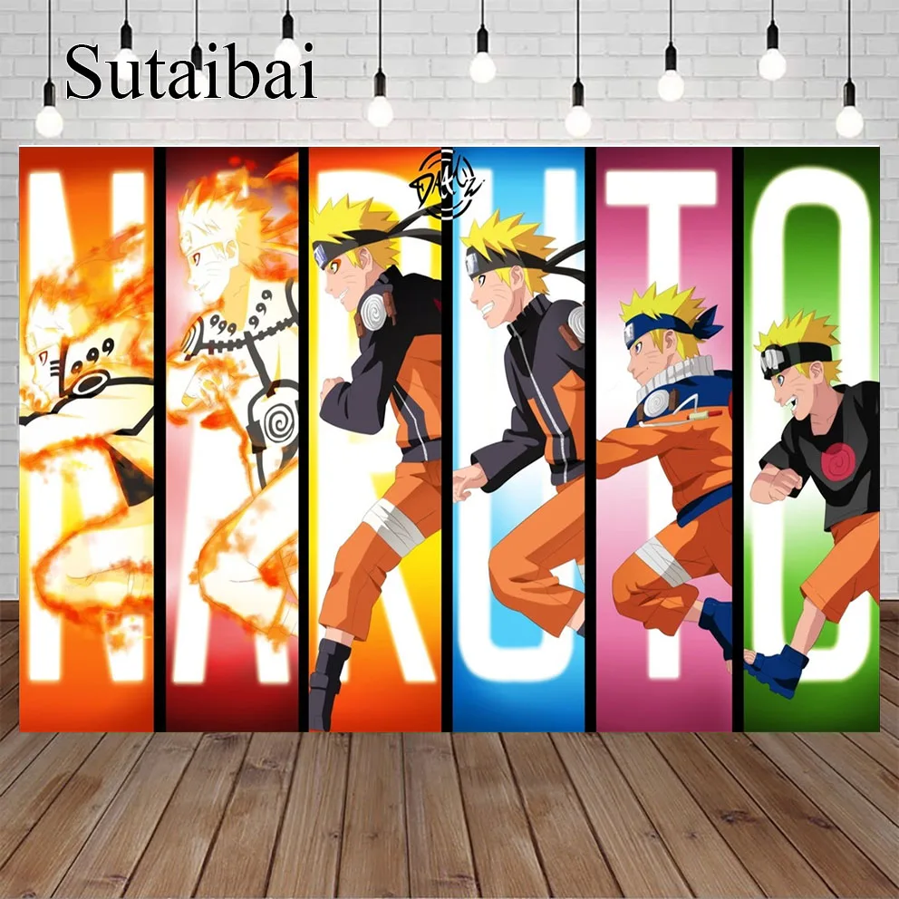 Naruto Theme Backdrops for Photographers Birthday Kids Boy Party Backgrounds Vinyl Cloth 1st Baby Shower Photo Studio Blanket