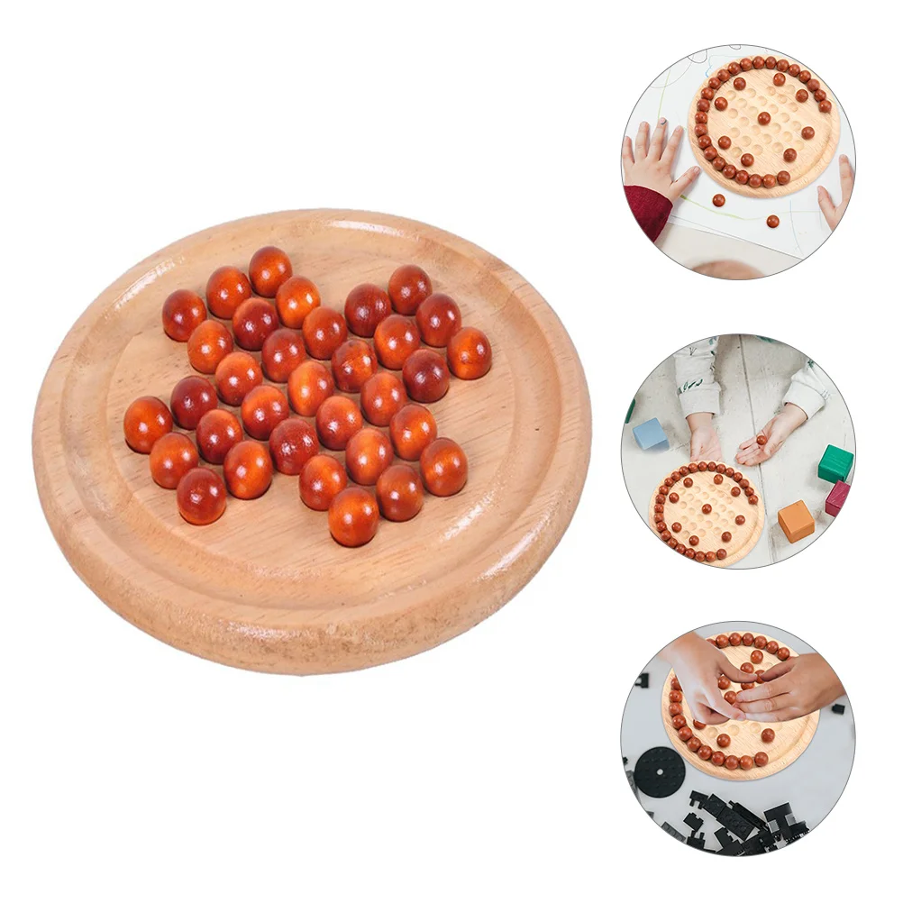 

Chess Solitaire Board Game Toy Wood Wooden Kids Strategy Child Parent Toys Montessori Set Ambassador European Single Marbles Peg