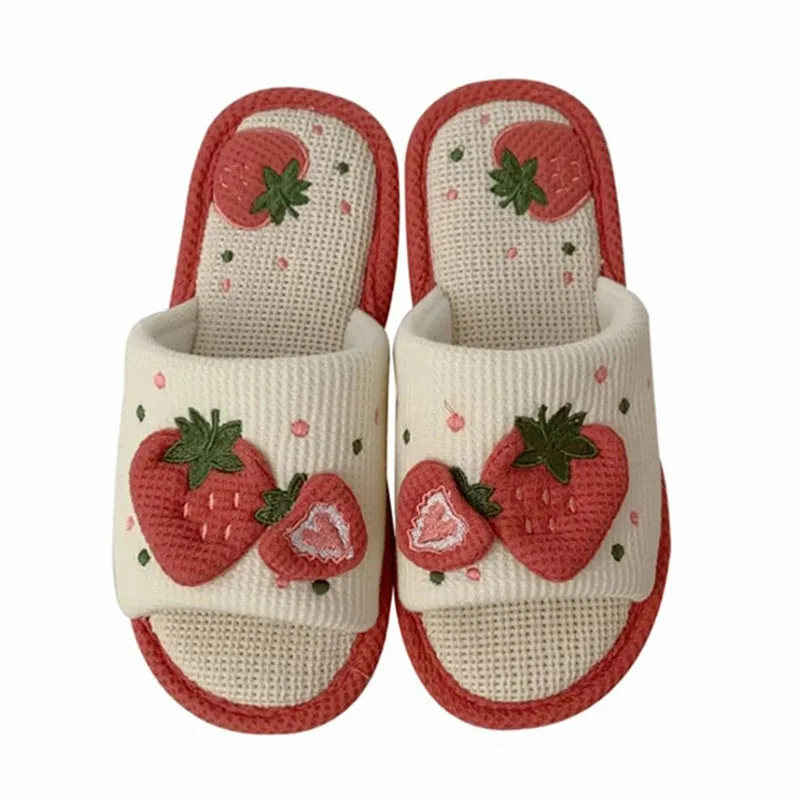 Тапки женские домашние Нескользящие хлопково-льняные шлепанцы с вышивкой