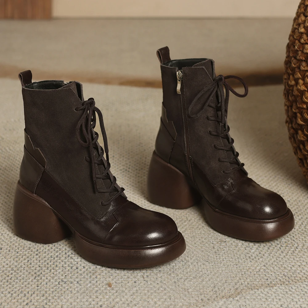 Новинки весна осеньженские ботильоны из натуральной кожикожаная зимняя обувь на