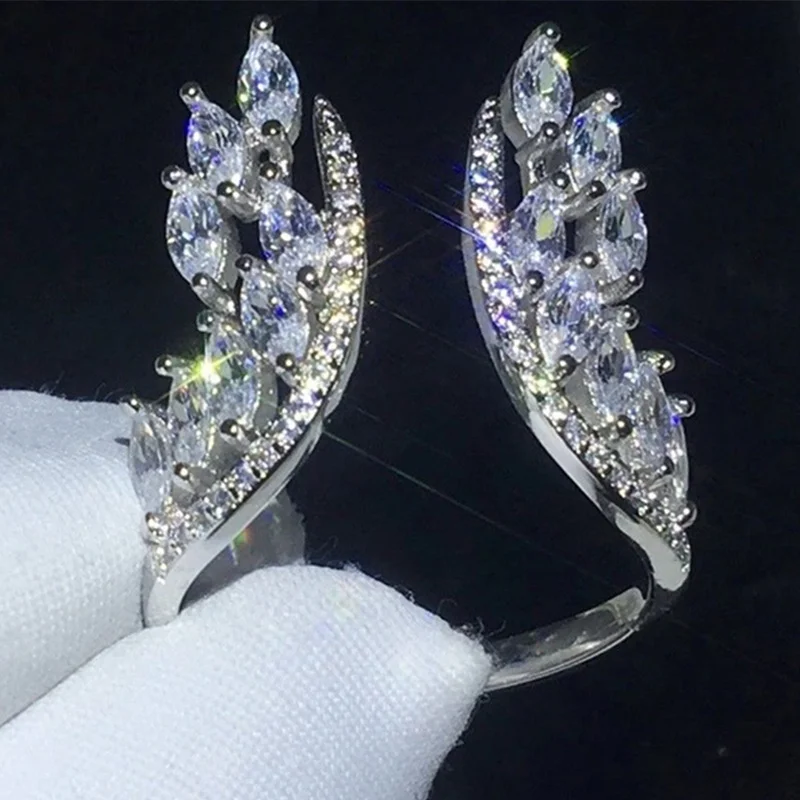 

Ne'w Creative Angel Wings Rings for Women with Dazzling CZ Stones Luxury Wedding Engagement Bands Opening Trendy Jewelry