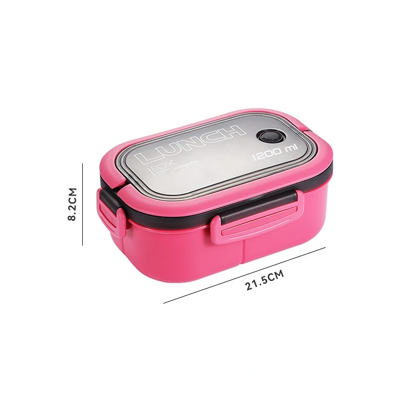 

Portable Hermetic Lunch Box 2 Layer Grid Children Student Bento Box with Fork Spoon Leakproof Microwavable Prevent Odor School