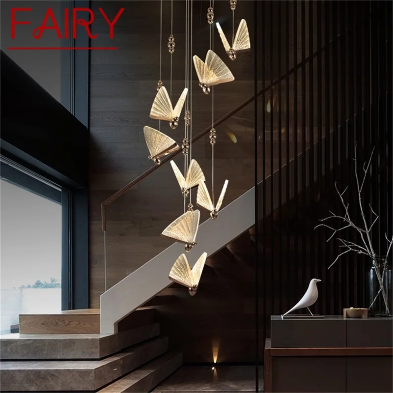 

FAIRY Nordic Butterfly Chandelier Lamps Fixtures Modern Pendant Lights Home LED for Stairs Hall