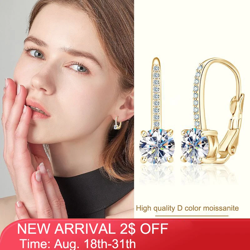 

QXTC Moissanite Ear Clips for Women 6.5mm D Color VVS1 Unique Hoops Earrings Original 925 Sterling Silver Accessories Jewelry
