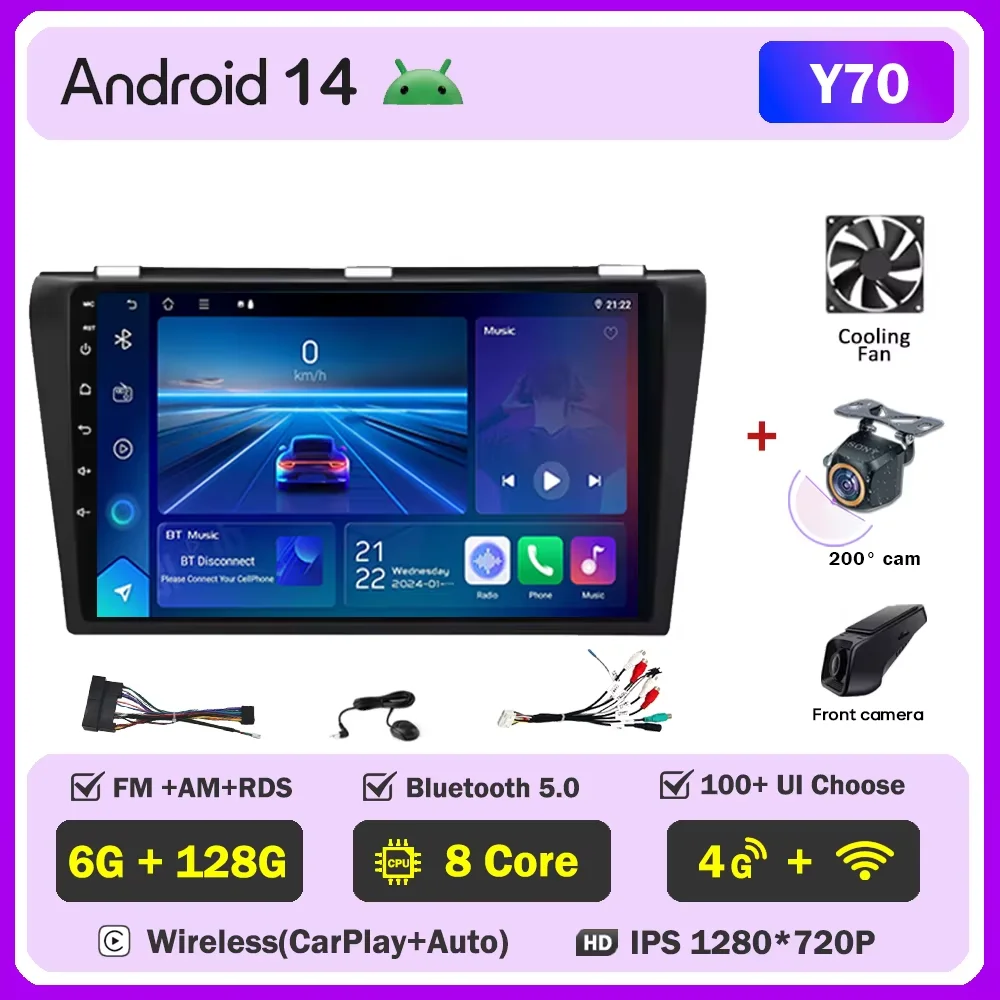 

Видеоплеер Android 15 Автомобильный радиоприемник для Mazda 3 2004-2009 2din с BOSE Мультимедиа Carplay Стерео GPS Головное устройство WIFI + 4G