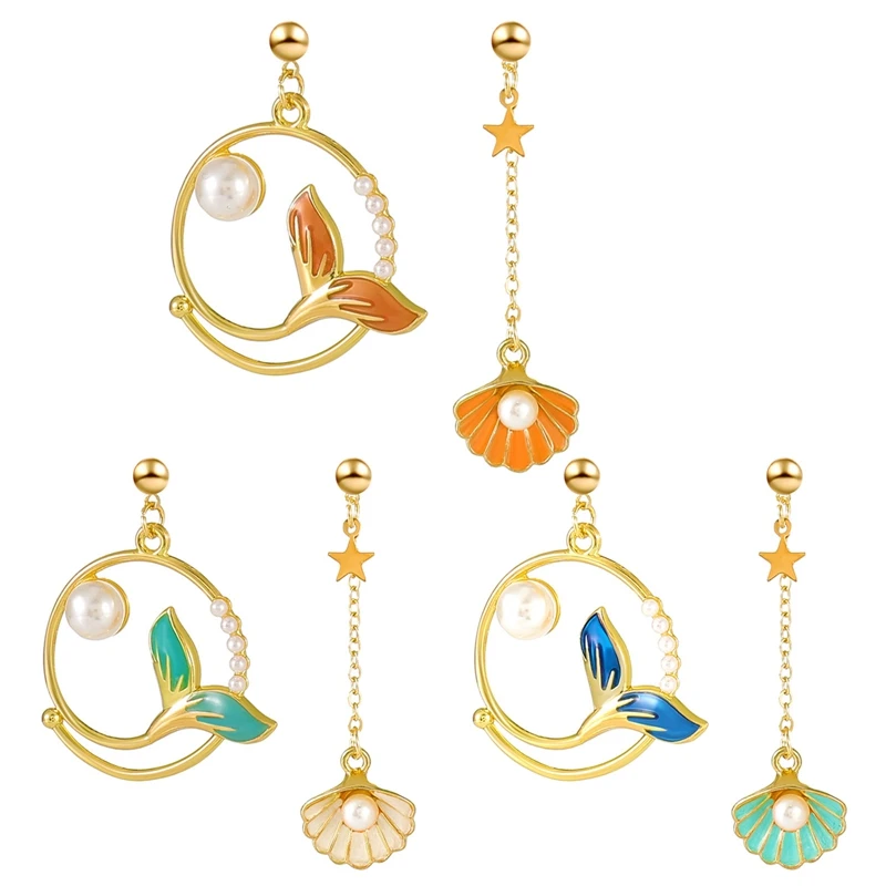 

Asymmetric Ocean Theme Mermaid Earrings Fashionable Contracted Personality Temperament Girl Earrings Women Jewelry Accessories