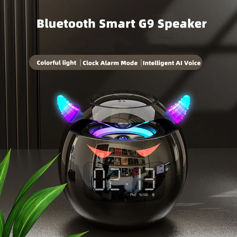 

Bluetooth-Колонка G9, Беспроводная колонка, цветная светодиодная TF-карта, USB, часы, аудио, портативный сабвуфер для ПК, телефона, MP3