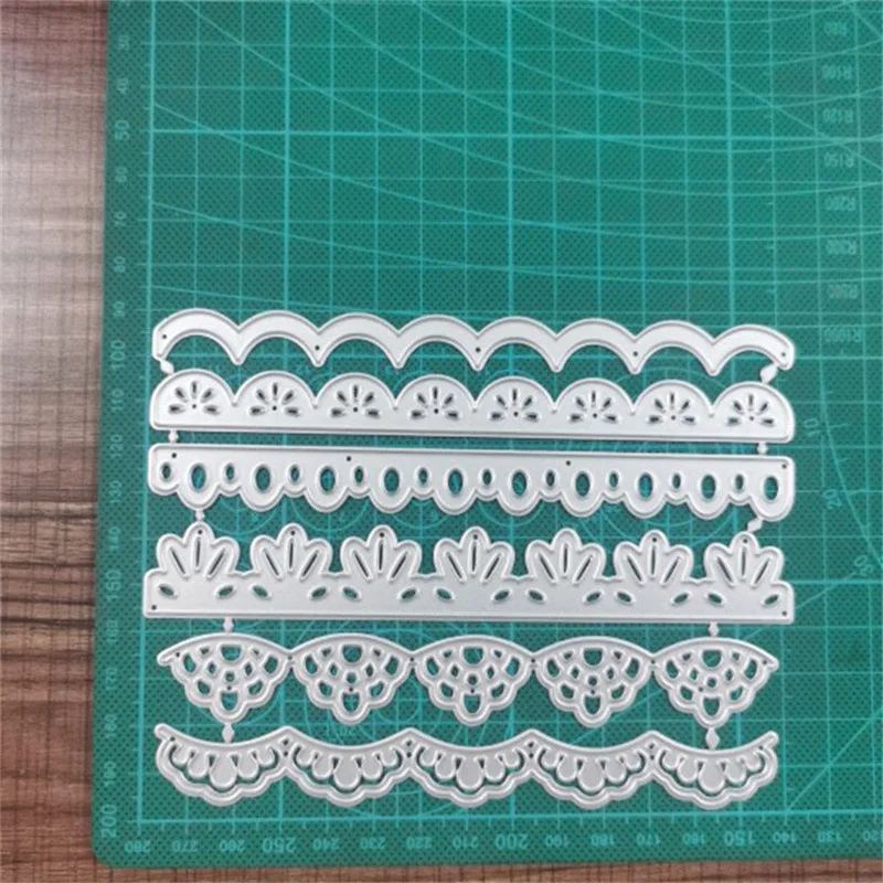 

6 Piece Set Lace Card Border Metal Cutting Dies Stencils for DIY Scrapbooking Paper Craft Card Making Embossing Die Cut