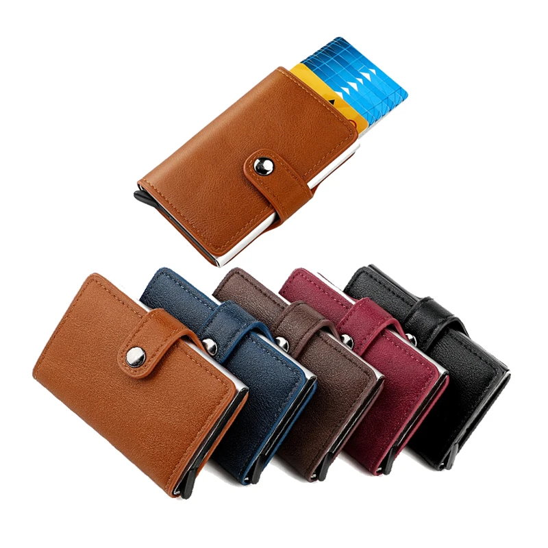 

ID Credit Bank Card Holder Wallet Rfid Blocking Card holder Wallet Men Trifold Leather Slim Wallet Money Bag Buckle Hasp Purses