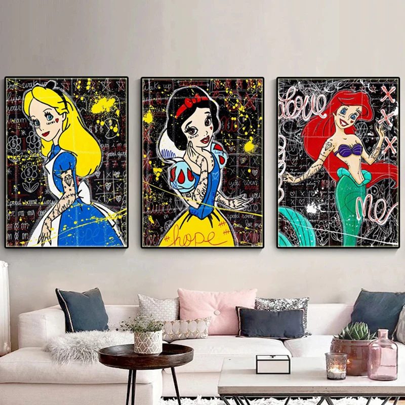 

Disney Diamond Mosaic Graffiti Snow White Cinderella Mermaid Embroidery Cross Stitch 5d DIY Diamond Painting Cartoon Home Decor