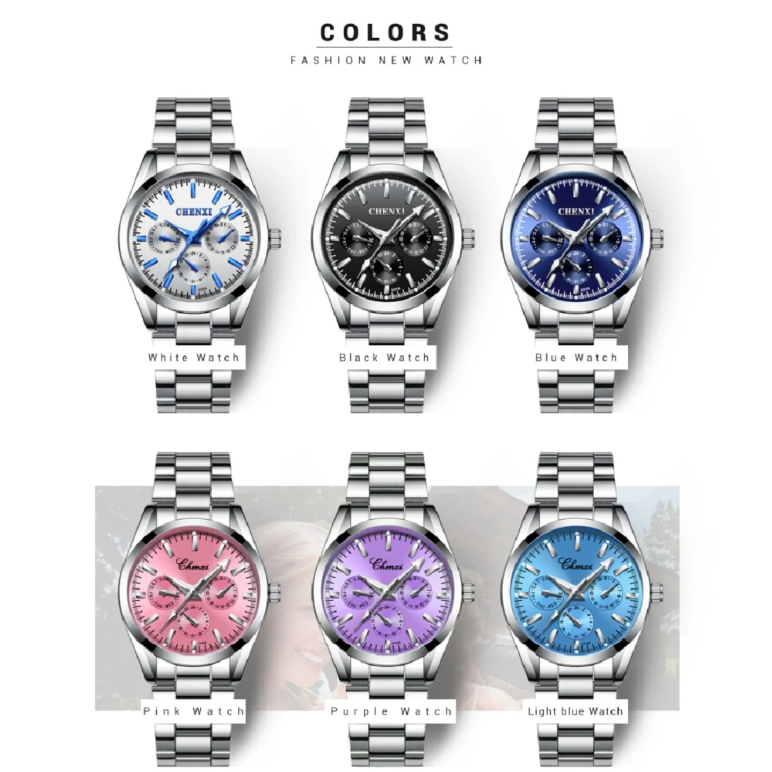 CHENXI Luxury Stainless Steel Watch For Women Pink Ladies Business Analog Watches Quartz Movement Relogio Feminino enlarge